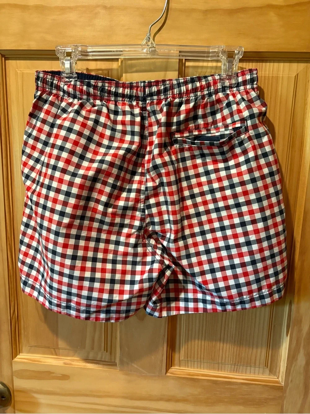 H&M Men's Gingham Swim Trunks Plaid Red White Blue size M